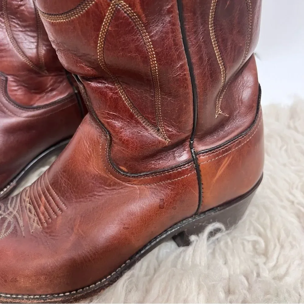 Dan Post Leather Stitched Cowboy Western Boots
